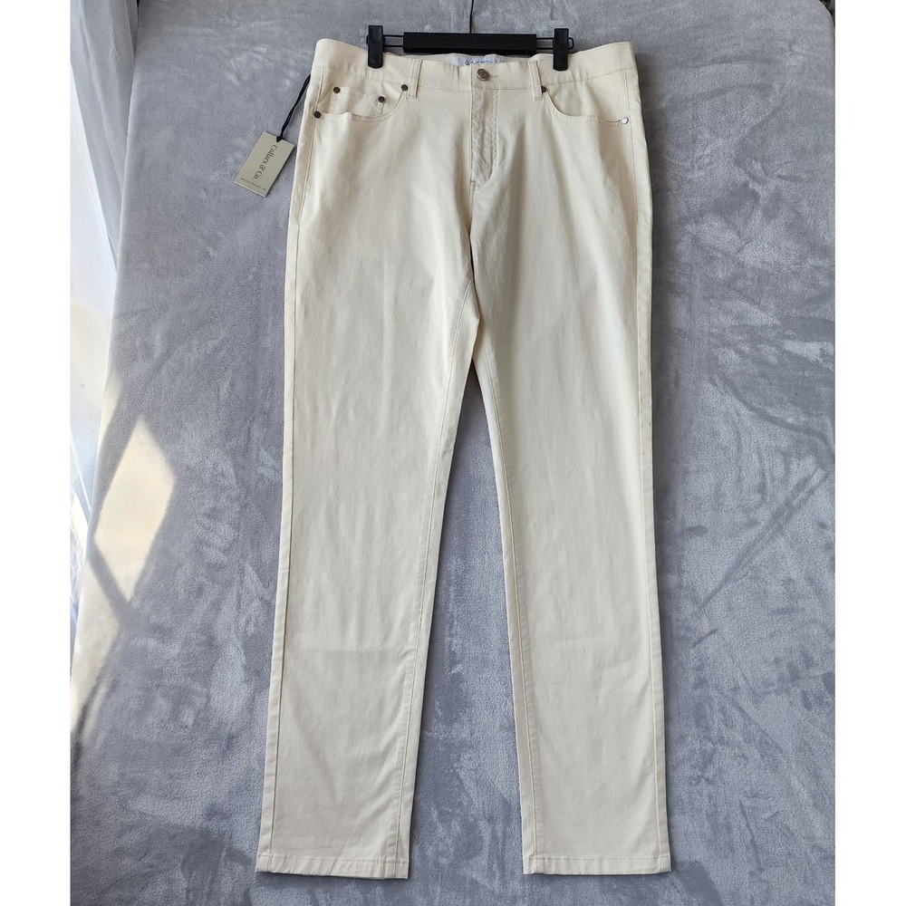 Collars & Co Pants Mens Size 40x30 Chino Pockets Stone Ivory CEO Stretch NEW NWT